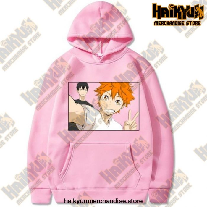 Funny Haikyuu Unisex Hoodies Japanese Anime Printed Mens Hoodie Streetwear Casual Sweatshirts Pink /
