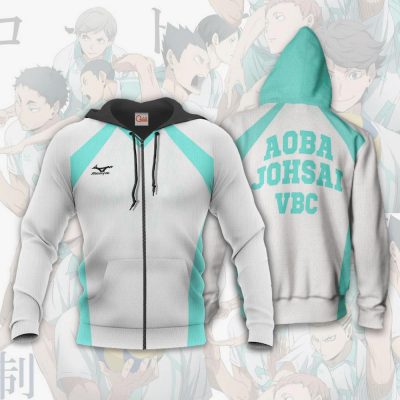 Haikyuu Aoba Johsai High Shirt Costume Anime Hoodie Sweater Zip Hoodie / S Official Haikyuu Merch