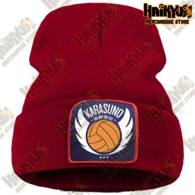 Haikyuu Karasuno High Winter Beanie Wine Red / China One Size