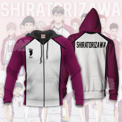 Haikyuu Shiratorizawa Academy Shirt Costume Anime Hoodie Sweater Zip Hoodie / S Official Haikyuu Merch