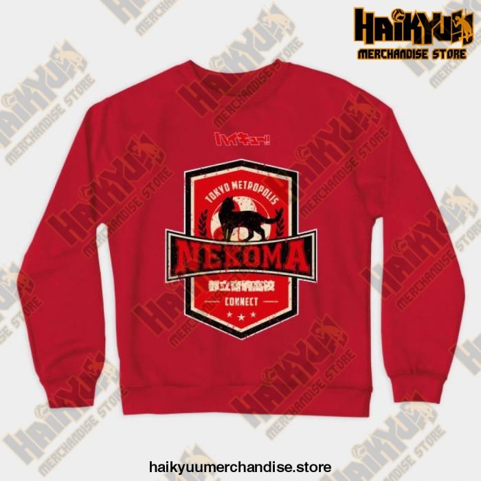 Haikyuu Team Nekoma Grunge Style Sweatshirt Red / S
