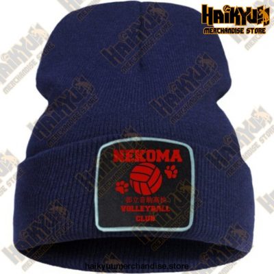 Haikyuu Volleyball Club Red Knitted Beanie Dark Blue / China One Size