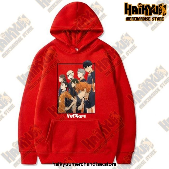 Harajuku Hoodie Sweatshirt Haikyuu Print Cosplay Costume Anime Women/men Top Red / Xxxl
