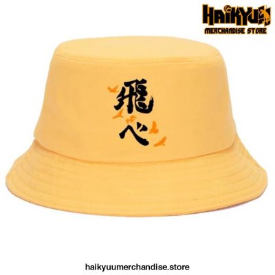 Japan Casual Haikyuu Bob Hats Black Logo - Yellow