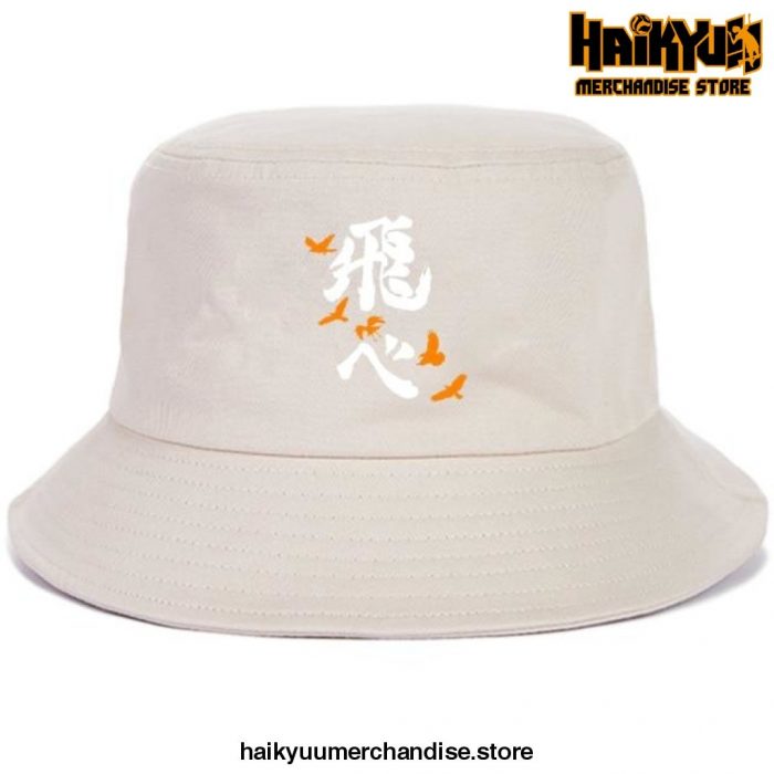 Japan Casual Haikyuu Bob Hats White Logo - Beige
