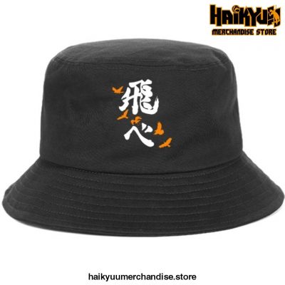 Japan Casual Haikyuu Bob Hats White Logo - Black