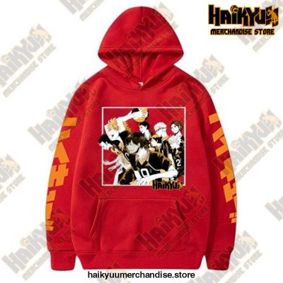 Mens Hoodies Haikyuu Unisex Hoodie Japanese Anime Funny Printed Streetwear Fashion Casual Coats Red