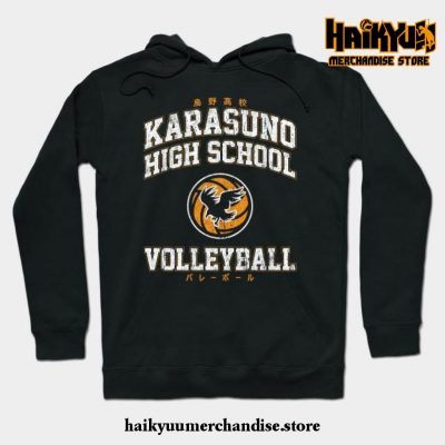 Karasuno High School Volleyball Hoodie Black / S