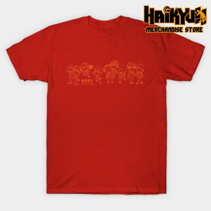 Karasuno Boys Chibi T-Shirt Red / S