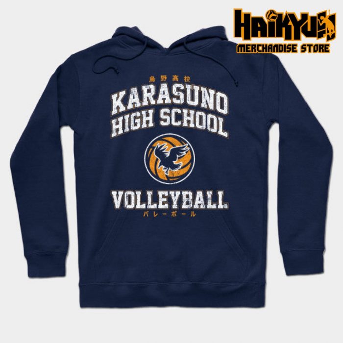 Karasuno High School Volleyball Hoodie Navy Blue / S